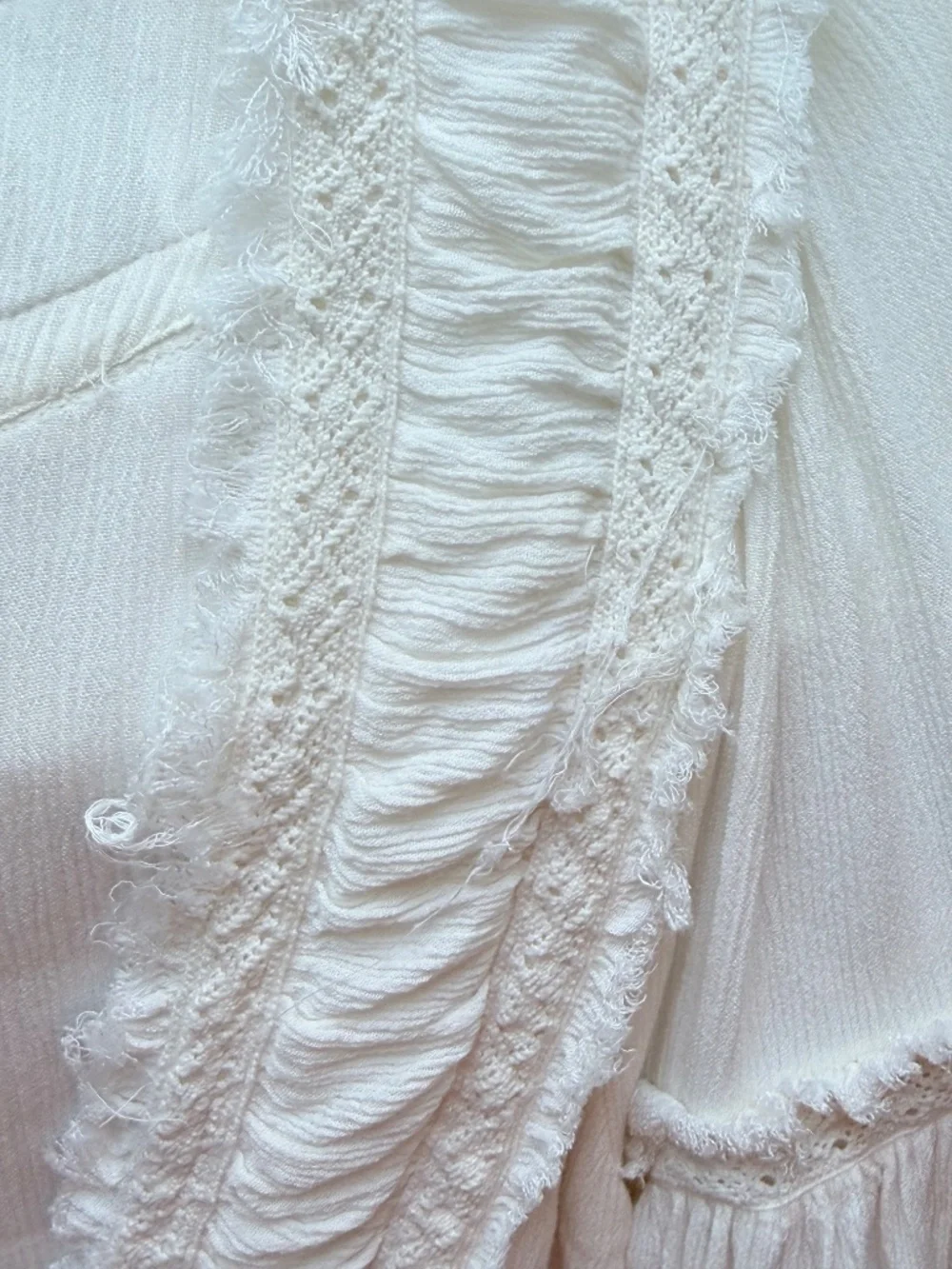 Free People Cassis Ivory Gauze and Lace Midi Dress Wedding Bohemian Size M